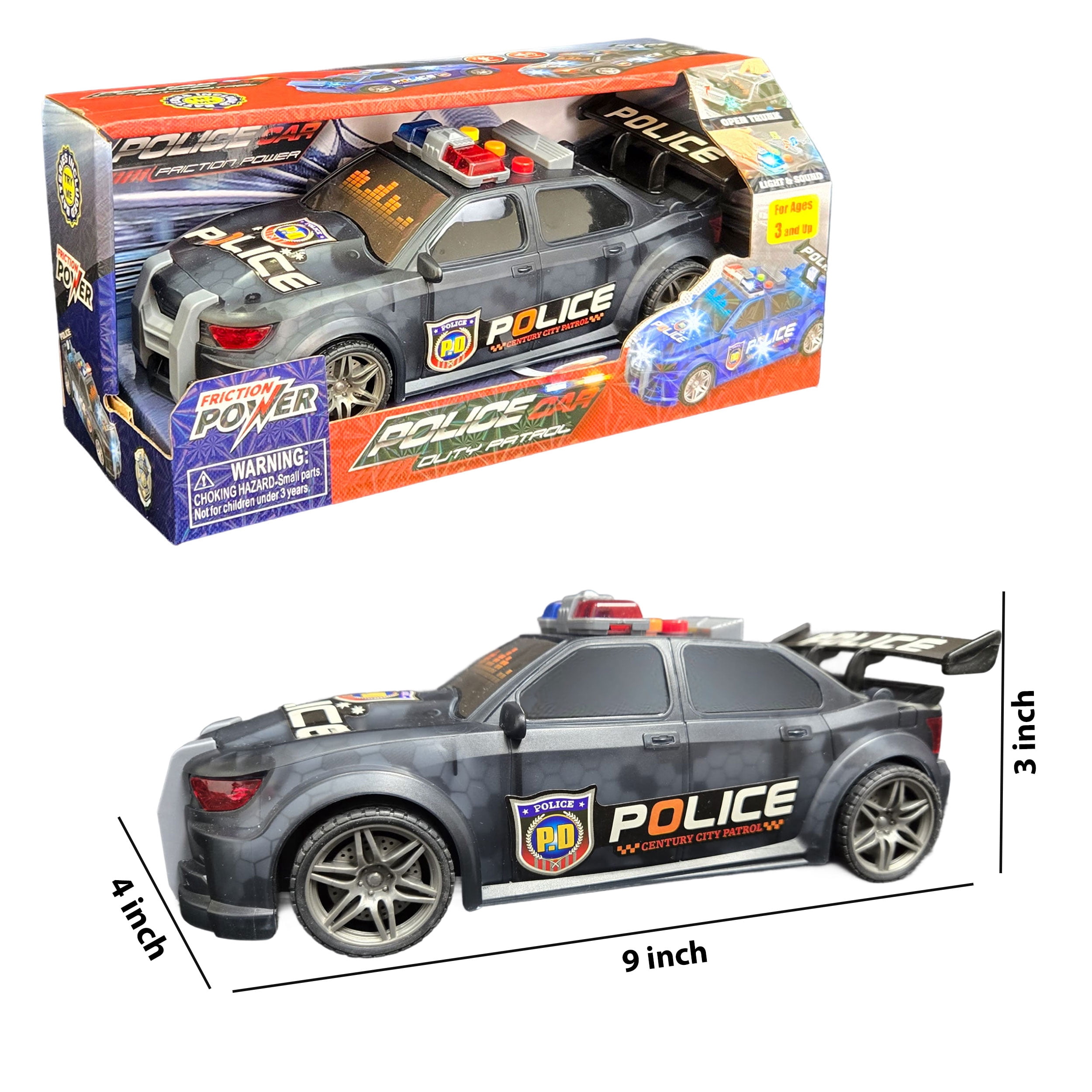 Friction Powered Police Car Toy for Toddlers and Kids – Durable Push-and-Go Patrol Vehicle for Imaginative Play