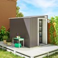 thumbnail image 2 of Outsunny 5 x 7FT Lean to Outdoor Storage Shed w/ Foundation, Light Grey, 2 of 10