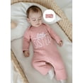 thumbnail image 5 of BemeyourBBs Newborn Baby Girl Little Sister Outfit Letter Embroidered Romper Jumpsuit and Headband 2 Pcs Clothes Set, 5 of 9