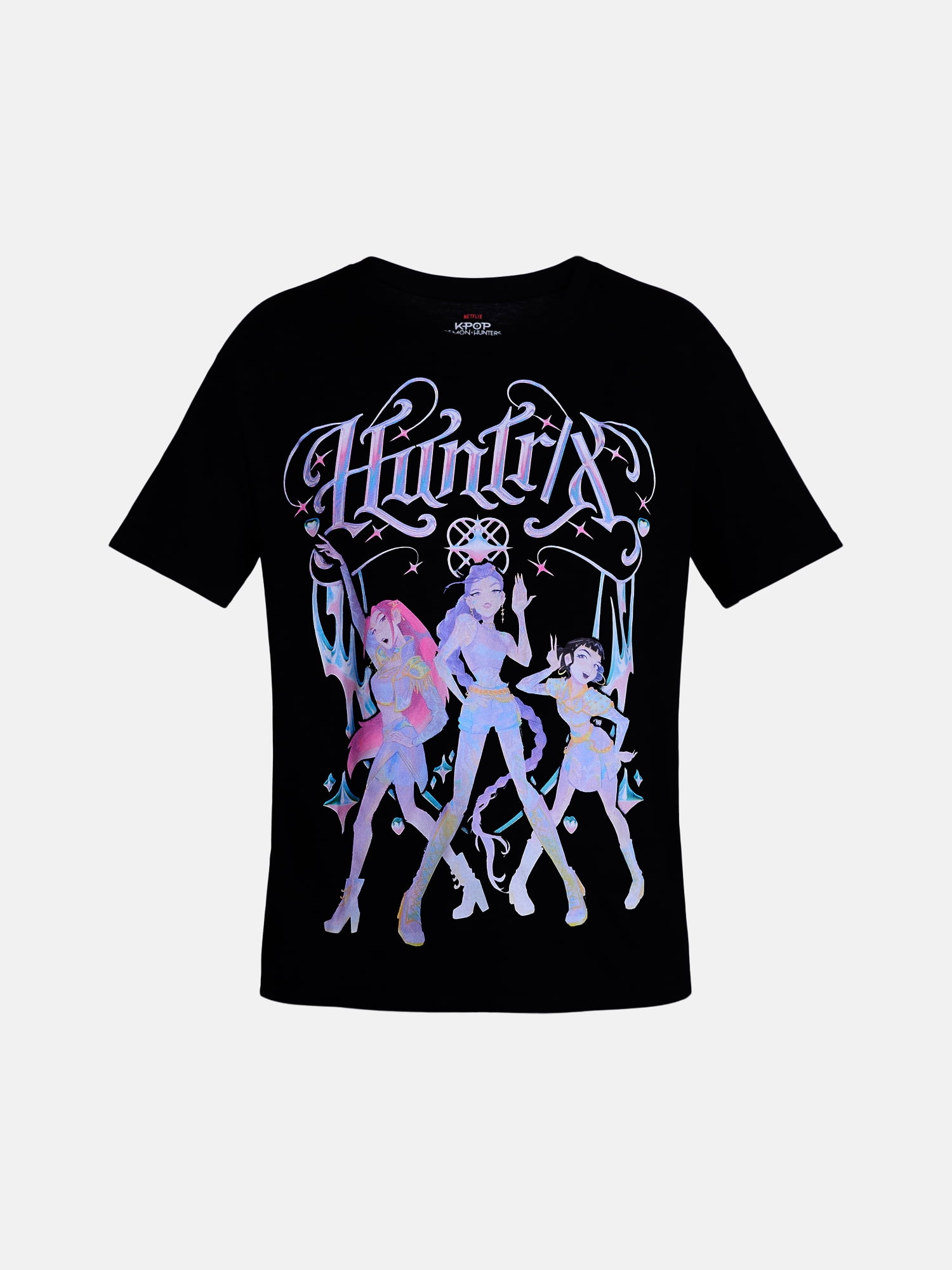 K-Pop Demon Hunters Women's Huntrix Graphic Tee with Short Sleeves, Sizes XXS-XXL