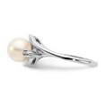 thumbnail image 3 of Solid 14k White Gold Diamond and Pearl Ring Band with CZ Cubic Zirconia Size 5.5 (Width = 2mm ), 3 of 6