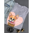 thumbnail image 3 of Cute Corgi In A Basket T-Shirt Women -Image by Shutterstock, Female Medium, 3 of 4