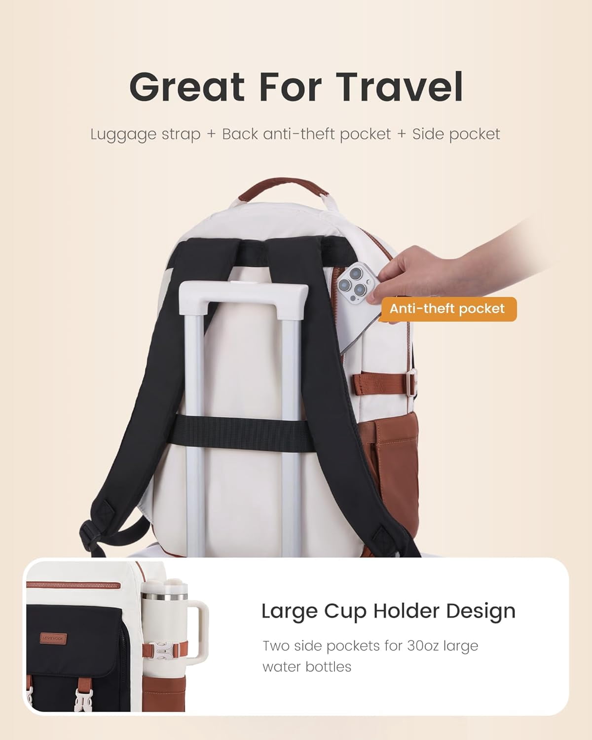 LOVEVOOK School Backpack for Teen Girls，Casual School Backpack 14-18 Teenage 15.6 Inch Laptop Bookbag, Cute Big Student Laptop Backpack for College Women Middle High School Travel Daypack