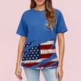 thumbnail image 5 of Women's 250Th Anniversary National Flag Print Casual T-Shirt Cross Patriotic Tee, Independence Day Flag Faith Cross Design Printed Round Neck Patriotic T-Shirt Blue XXXL, 5 of 5