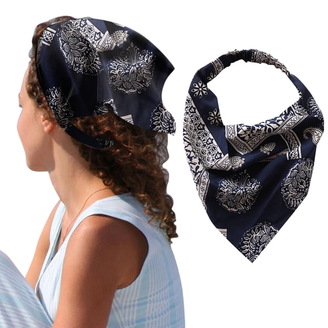 Bandeau Multi-Couleurs Floral Bandanas pour Cheveux Foulard pour Femmes Imprimé Triangle avec Attaches Foulard