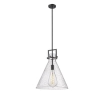 Innovations Lighting Newton Cone - 1 Light 16" Stem Hung Pendant Seedy/Matte Black