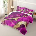 thumbnail image 3 of Erosebridal Metallic Marble Bed Spread Queen for Women Men, Watercolor Ink Art Queen Coverlet Set, Fuchsia Purple, 3pcs, 3 of 7