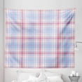 thumbnail image 1 of Pastel Tapestry, Old Fashioned Retro Style Classical Geometric Striped Plaid Inspired, Fabric Wall Hanging Decor for Bedroom Living Room Dorm, 5 Sizes, Fuchsia Salmon Pale Blue, by Ambesonne, 1 of 1