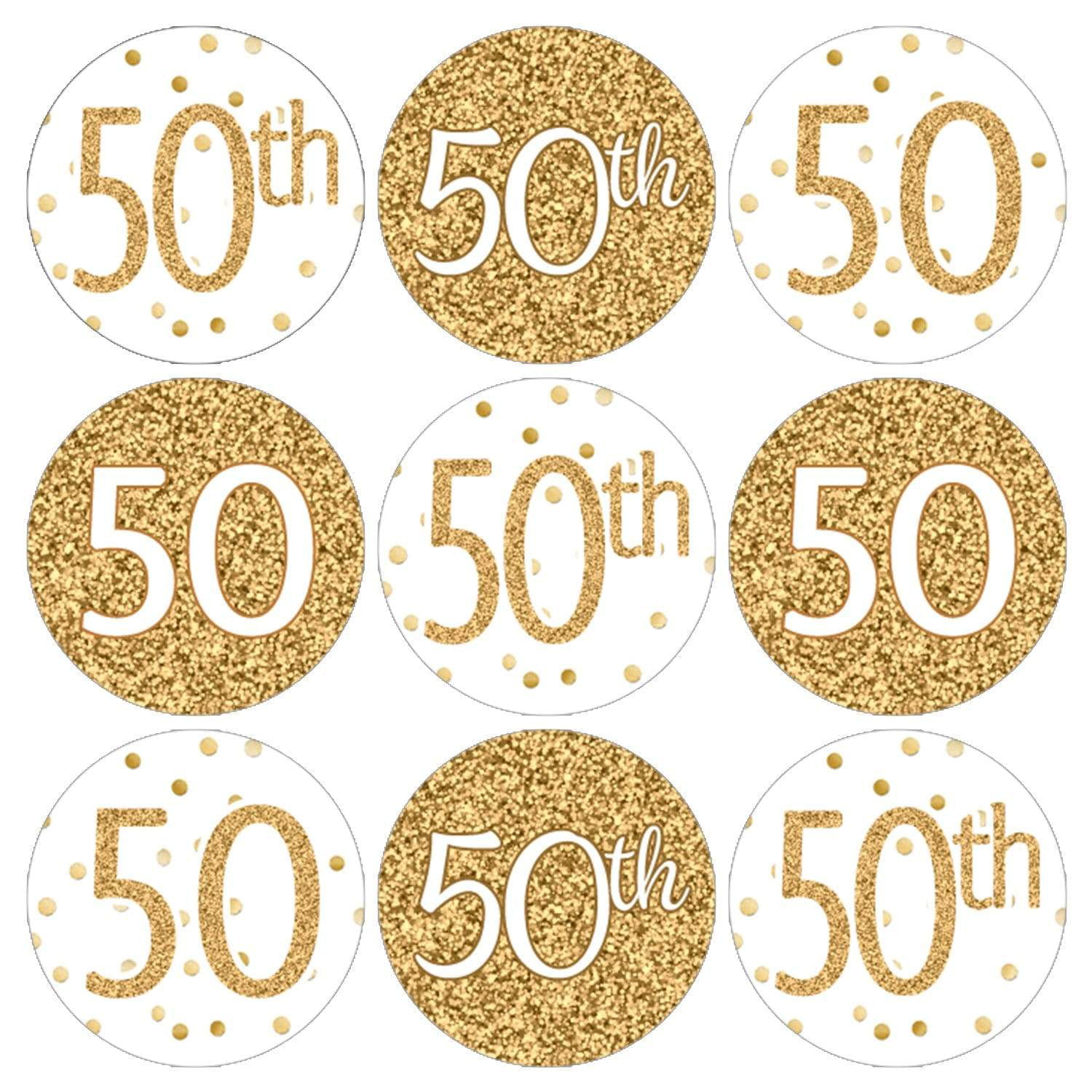 Gold 50th Anniversary Party Favor Stickers 324 Count DISTINCTIVS