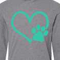 thumbnail image 4 of Inktastic Teal Heart With Paw Print Long Sleeve T-Shirt, 4 of 5