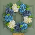 thumbnail image 4 of Spring Summer Wreath Blue and White Hydrangea Artificial Wreath Deadwood Simulation Flower Rattan Wreath for Front Door Outdoor Indoor Wall Window Hanging Home Decor, 4 of 12