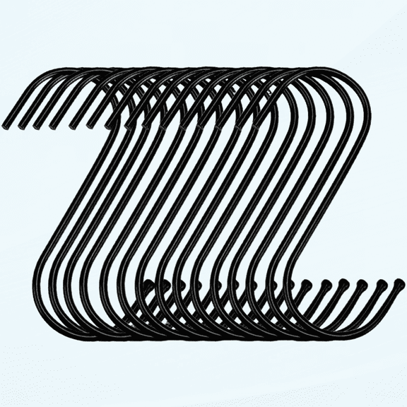 30 Pack Black S Hooks Steel S Hanging Hooks Heavy Duty S Hanger Hook Metal Kitchen Pot Rack Hooks Plants Hooks for Hanging Pot, Pan, Cups, Plants, Bags, Jeans, Towels