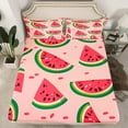 thumbnail image 2 of Manfei Red Kawaii Watermelon Full Size Sheets, Cartoon Fruit Print Bed Sheets, Teen Boy Girl Kid Sheet Sets, Microfiber Bedroom Decor, 4 Pieces, 2 of 7