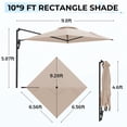 thumbnail image 2 of AECOJOY Parasol de Patio Mural de 10 Pi Parasol Rectangulaire d'Extérieur avec Rotation à 180° pour l'Extérieur en Beige, 2 of 9