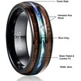 thumbnail image 5 of 8mm Hawaiian Koa Wood Tungsten Rings Dome Abalone Shell/Blue Center Wedding Bands for Men Women Comfort Fit Size 7 to 14, 5 of 6