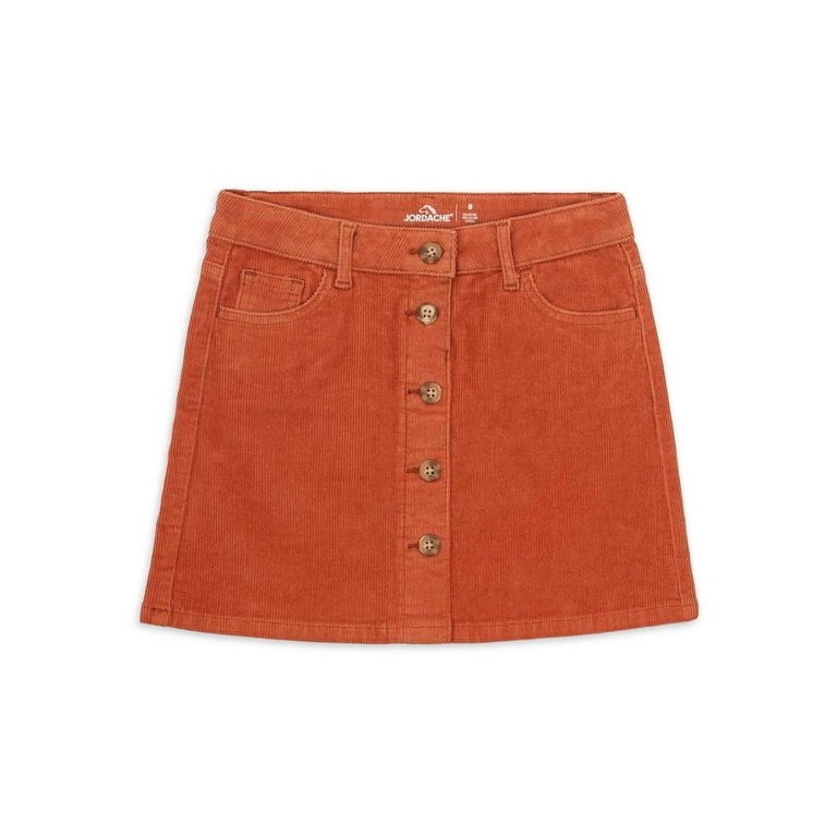 Jordache Girls Corduroy Button Front Skirt, Sizes XS-2X Jordache Girls Corduroy Button Front Skirt, Sizes XS-2X