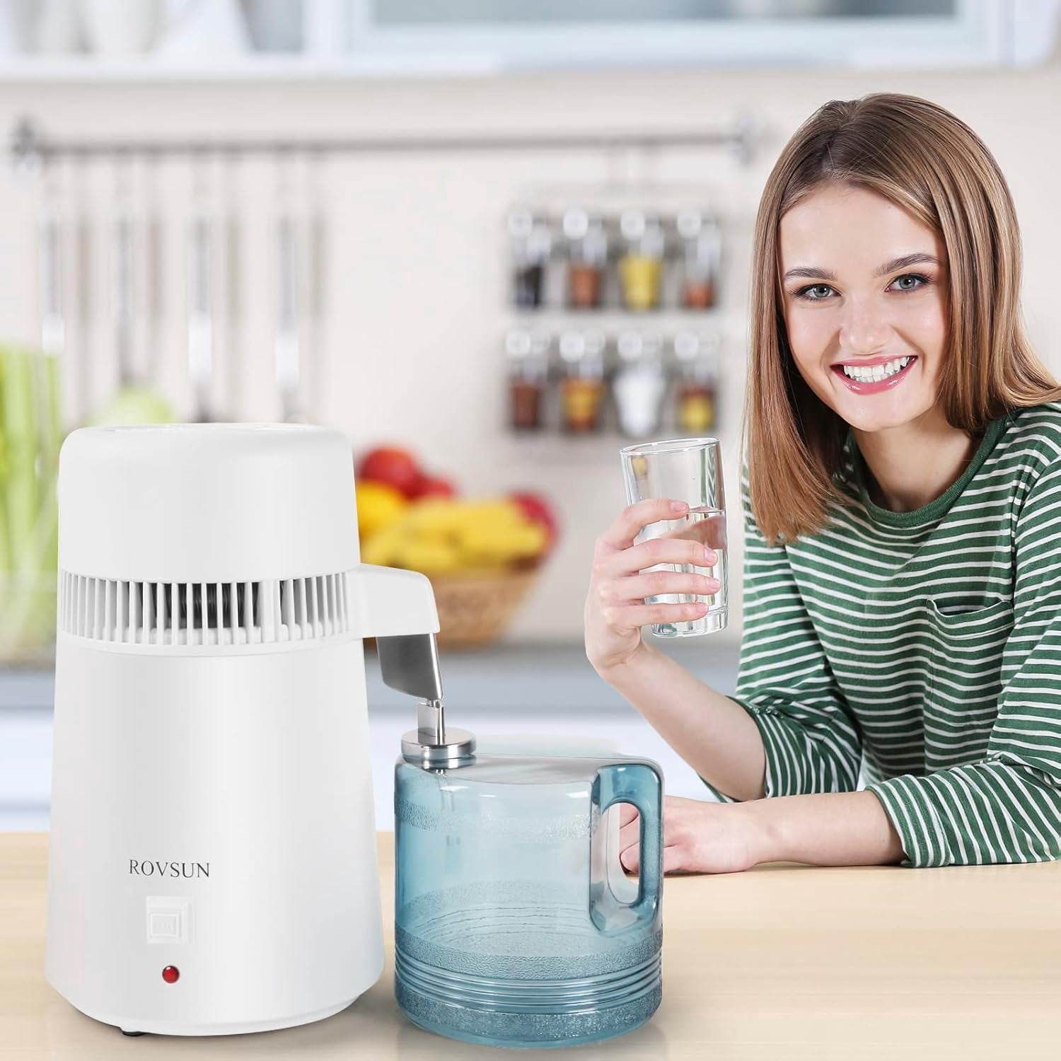 VINGLI 1.1 Gallon/4L Water Distiller, Countertop Distilled Water Machine BPA-Free,Flame-Retardant, 750W, White
