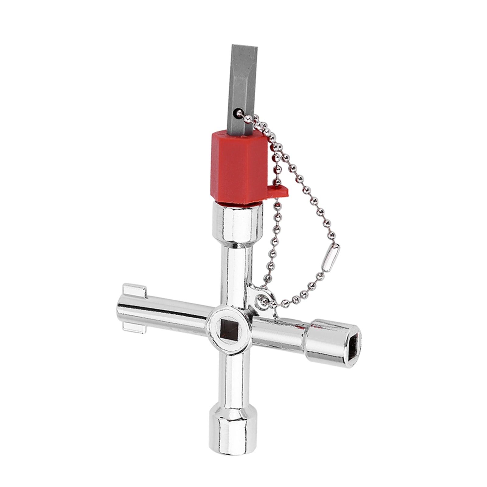 4-Way Cross Key Wrench – Multifunction Zinc Alloy Tool For Valves, Electrical Boxes, Meters & Plumbing