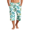 thumbnail image 2 of Mens Swim Trunks Men's Casual Resort Hawaiian Print Drawstring Cropped Capri Pants Summer Beach Swim Trunks with Elastic Waist Quick-Dry Shorts for Vacation Travel Light Green S, 2 of 9