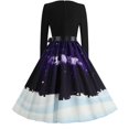 thumbnail image 4 of CEHVOM Robe Rockabilly Vintage Patchwork pour Femmes Robes Noël Nœud Robe de Fête, 4 of 8