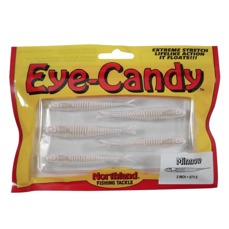 NORTHLAND Eye-Candy Nightcrawler Grub - 3 Inch, Super TPE, 5 Pack, Pearl White