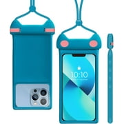 Universal Waterproof Phone Pouch, Waterproof Phone Case Compatible for iPhone 14 13 12 11 Pro Max XS Plus Samsung Galaxy S22 Cellphone Up to 7.0", IPX8 3D Cellphone Dry Bag for Vacation-Blue
