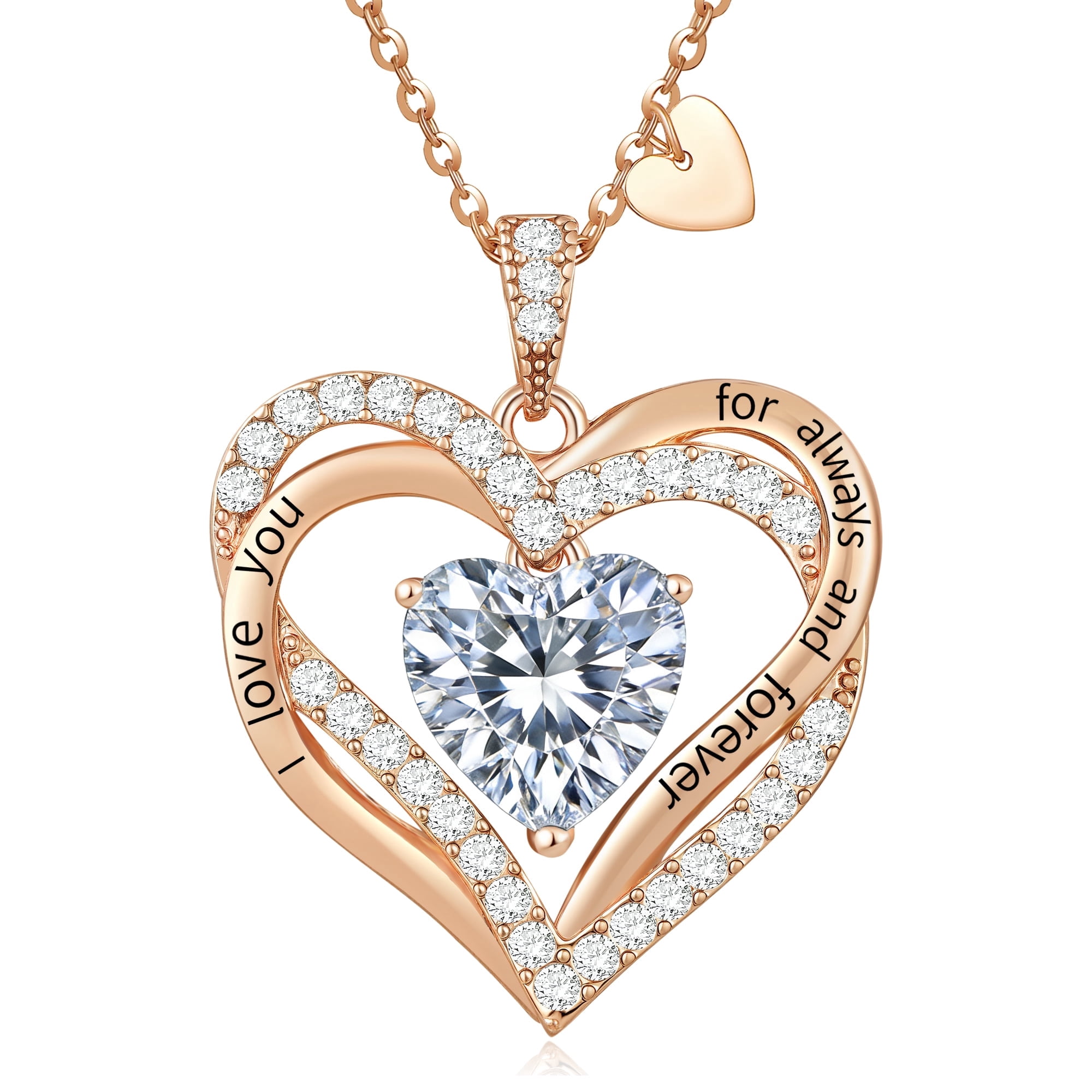 FARONZE 925 Sterling Silver Necklace for Woman ,Heart Purple