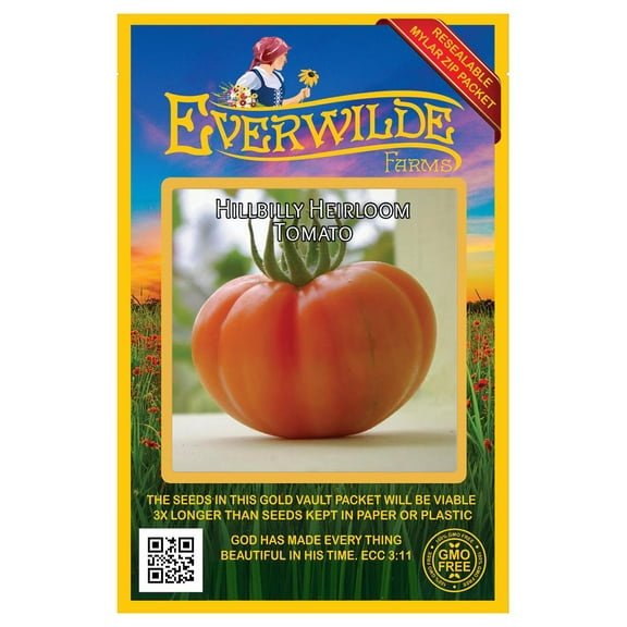 Everwilde Farms - 50 Hillbilly Heirloom Tomato Seeds - Gold Vault Seed Packet