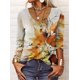 thumbnail image 1 of Camiseta Vintage con estampado de flores geométricas para mujer, blusa holgada elegante con botones y cuello en U para oficina, camisetas de moda para mujer para Otoño e Invierno, 1 of 4