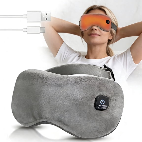 MOONORAH Heated Eye Mask, Cordless Eye Mask for Dry Eyes, Eye Relief, Improved Sleep, Light Blocking Heat Eye Mask for Men Women (Gray, Flannel)