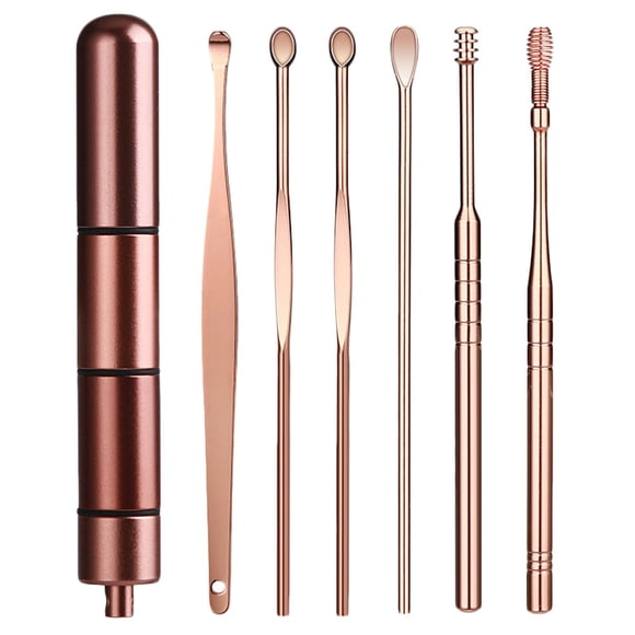 6pcs Limpiador de oídos Limpieza de oídos Espiral Recogedor de cera para el oído con caja de almacenamiento