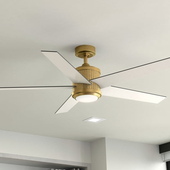 Kichler 56" Brahm Natural Brass LED Ceiling Fan with White Blades