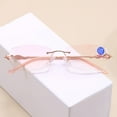thumbnail image 5 of New Rimless Diamond Trimming Blue Light Blocking Reading Glasses 2.50 Fashion Metal Gradient Pink Rectangle Sunglasses Readers +2.50, 5 of 5