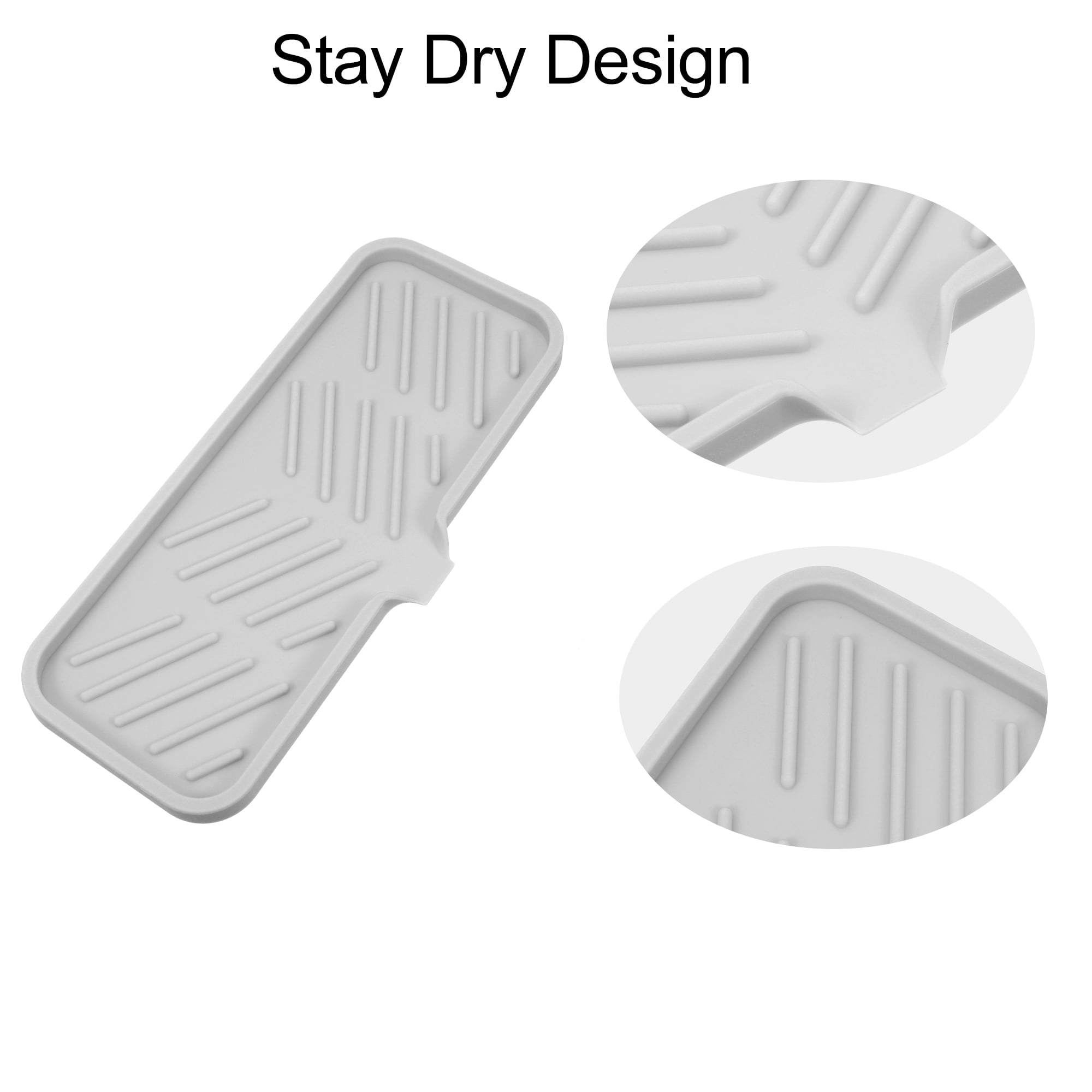 Unique Bargains Soap Dish Keep Soap Dry for Bathroom Kitchen Silicone Light Gray 23x10cm