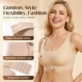 thumbnail image 5 of IQOGKRN Wireless Wide-Strap Bra Seamless Back-Smoothing Full Coverage Posture Bra Women Front Closure Crisscross Back Wireless Corrector Support Push Up Bralette Beige L, 5 of 7