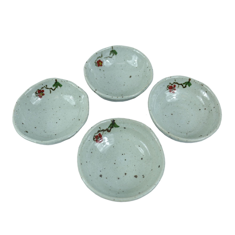 3.75 in Handmade Condiment Relish Dish Glazed Ceramic Dip Saucer Sauce Tray The Elixir Eco Green Set of 4