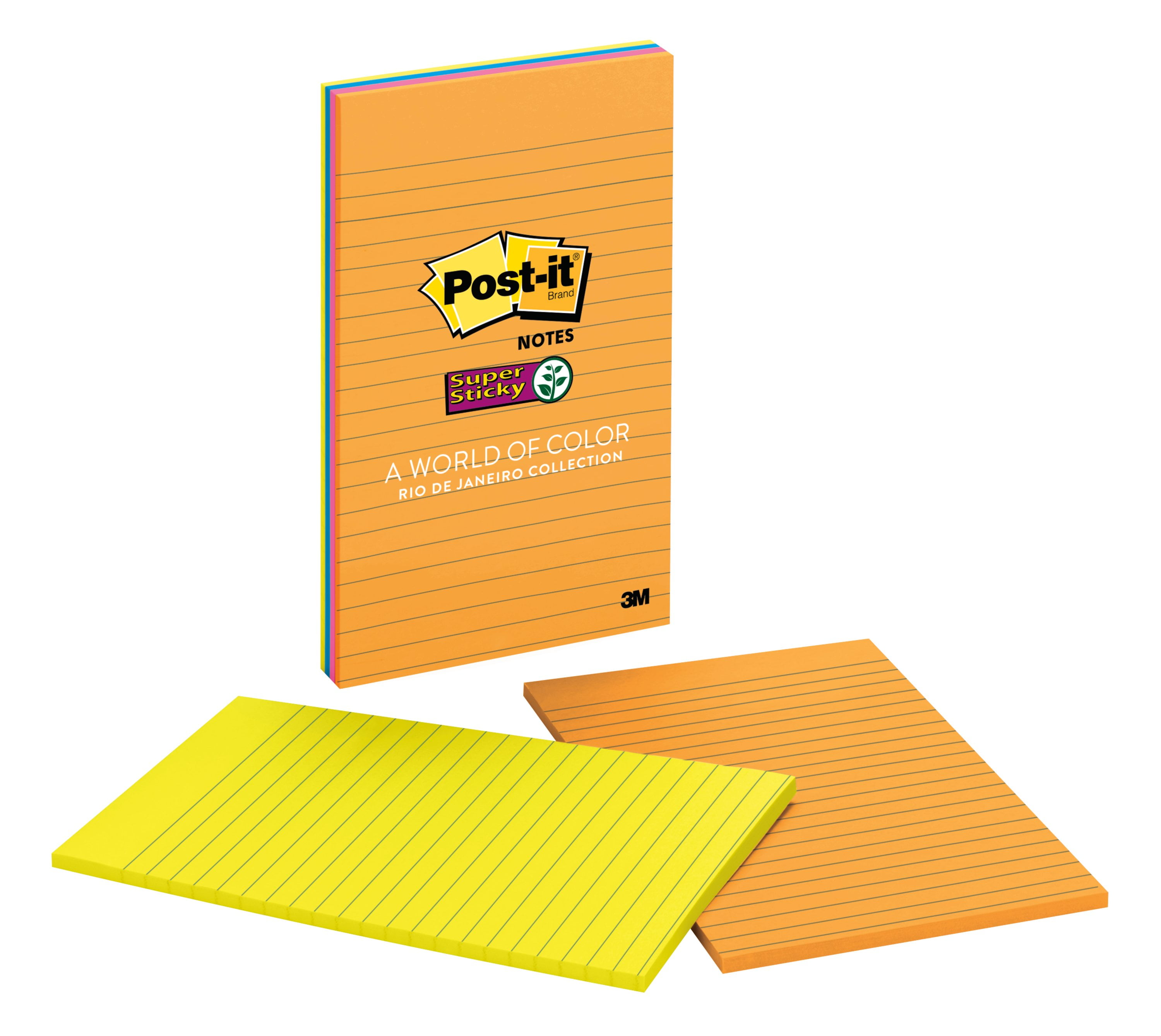 Postit Super Sticky Lined Notes, 5" x 8", Brights, 2 Pads Walmart