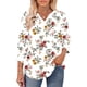 thumbnail image 3 of TaTaai Loose Fit V-Neck Top for Women 3/4 Sleeve with Smocked Cuffs Casual Printed Blouse Fashion Unstructured Print Soft Flowy Shirt for Spring Daily Vacation Gift, 3 of 7