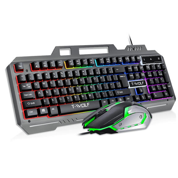 Generic Gaming Keyboard and Mouse Combo, RGB LED Backlit Wired with 104 Key Computer Mechanical Keyboard for PC/Laptop (Black)
