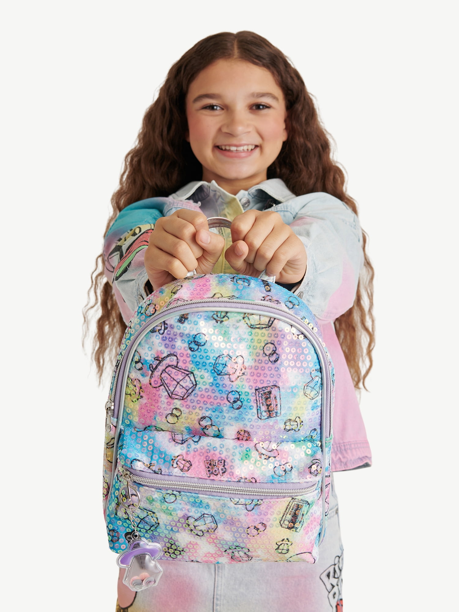 Justice Girls’ Bazooka and Ring Pop Mini Backpack with Keychain
