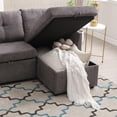 thumbnail image 5 of BISHE L Shaped Sectional Sofa with Pullout Bed, 81 Inch Convertible Sleeper with Reversible Chaise & Storage Seats, 2 in 1 Pull Out Couch with Side Pockets for Living Room, Apartment, Dark Gray, 5 of 7