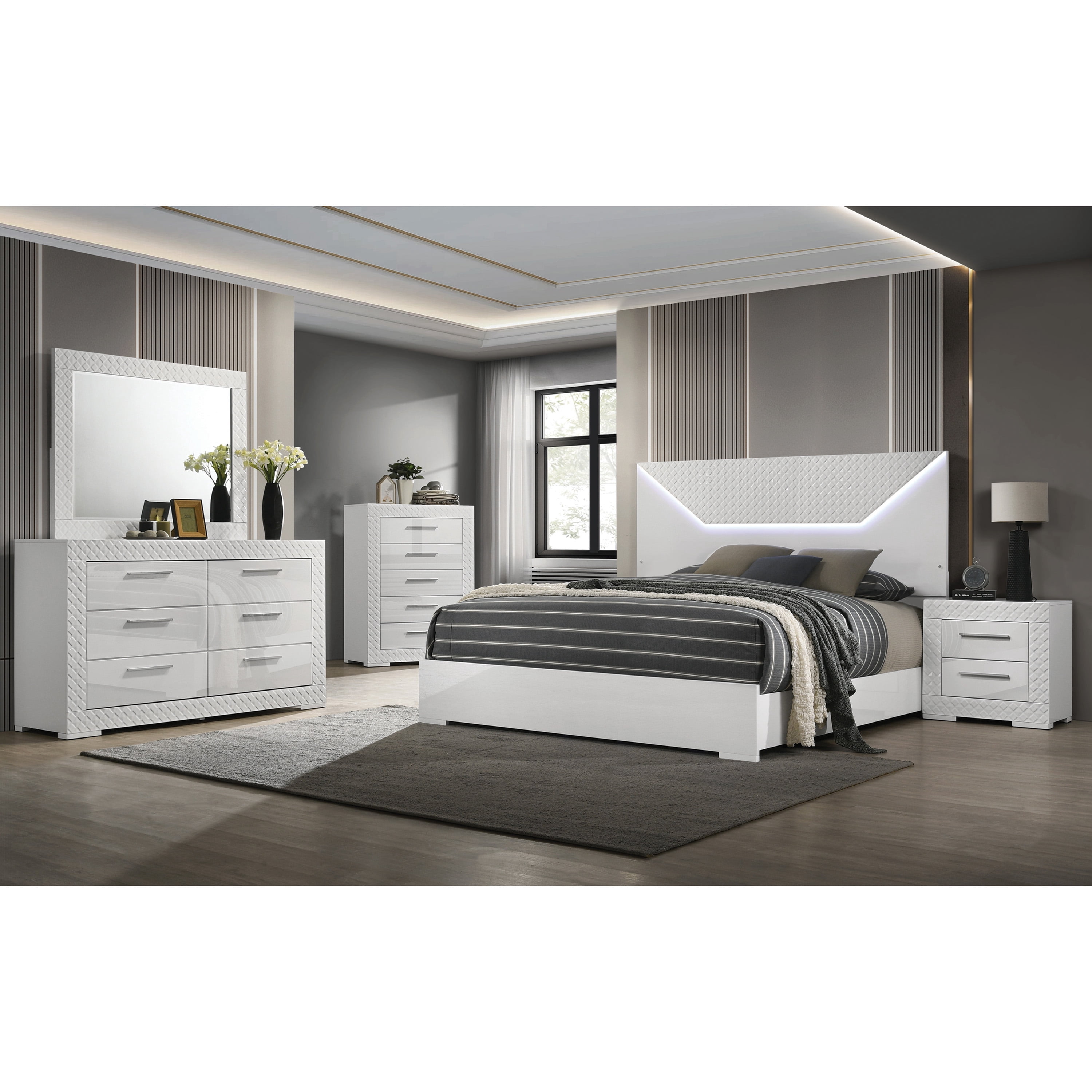 Furniture of America Tranze Adult Glam 6-Drawer Dresser, White