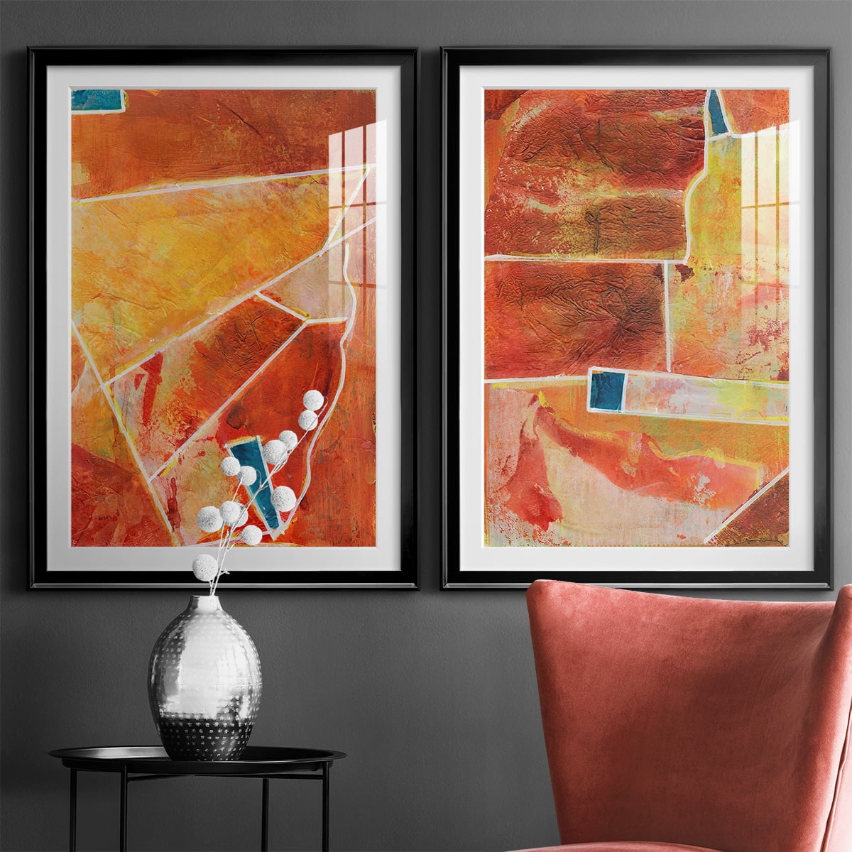 Wexford Home Primary Connection III Premium Framed Print, 26.5" x 36.5" - Ready to Hang, Black (Set of 2)