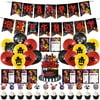 44 Pcs Five Nights at Freddy Birthday Party Decorations,1 Happy Birthday Banner,1 Cake Topper,12 Cupcake Toppers, 18 Balloons,12 invitation card for Five Nights at Freddy Theme Party Decorations
