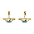 thumbnail image 4 of 1.35 ct Lever-Back Drop Dangle Earrings for Women | 4.5mm Round Cut Simulated Turquoise | 14K Yellow Gold, 4 of 5