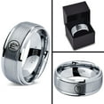 thumbnail image 4 of Tungsten Horoscope Virgo Band Ring 8mm Men Women Comfort Fit Gray Step Bevel Edge Brushed Polished Size 11.5, 4 of 4