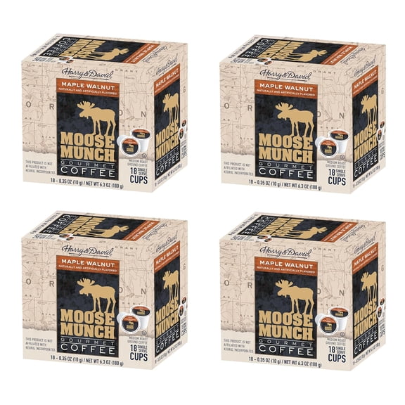 Moose Munch Coffee Maple Walnut Flavored Single Serve Coffee Cups (for Keurig K-Cups Brewers) - 72 Count