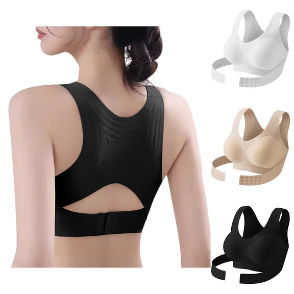 Posture Corrector Bras for Women Wireless Push Up Back Support Bras Everyday Bras Size S-2XL