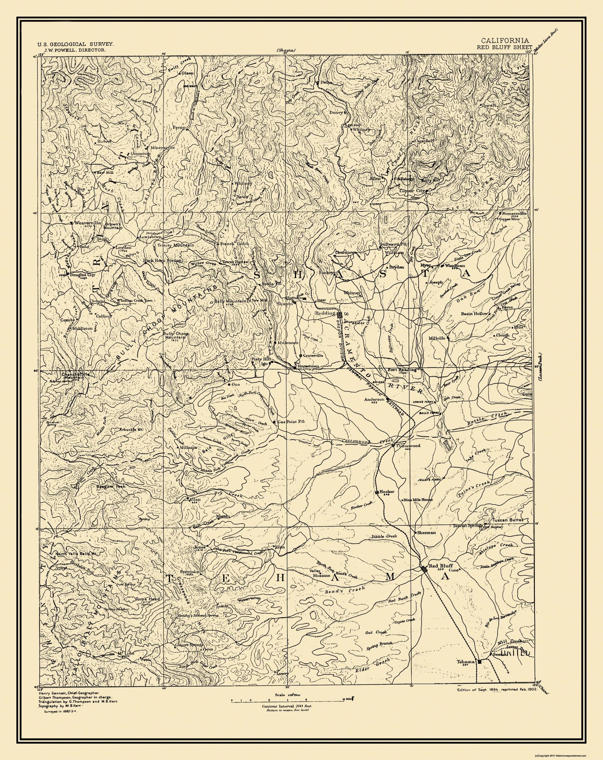 Red Bluff California Sheet USGS 1894 23 x 28.94