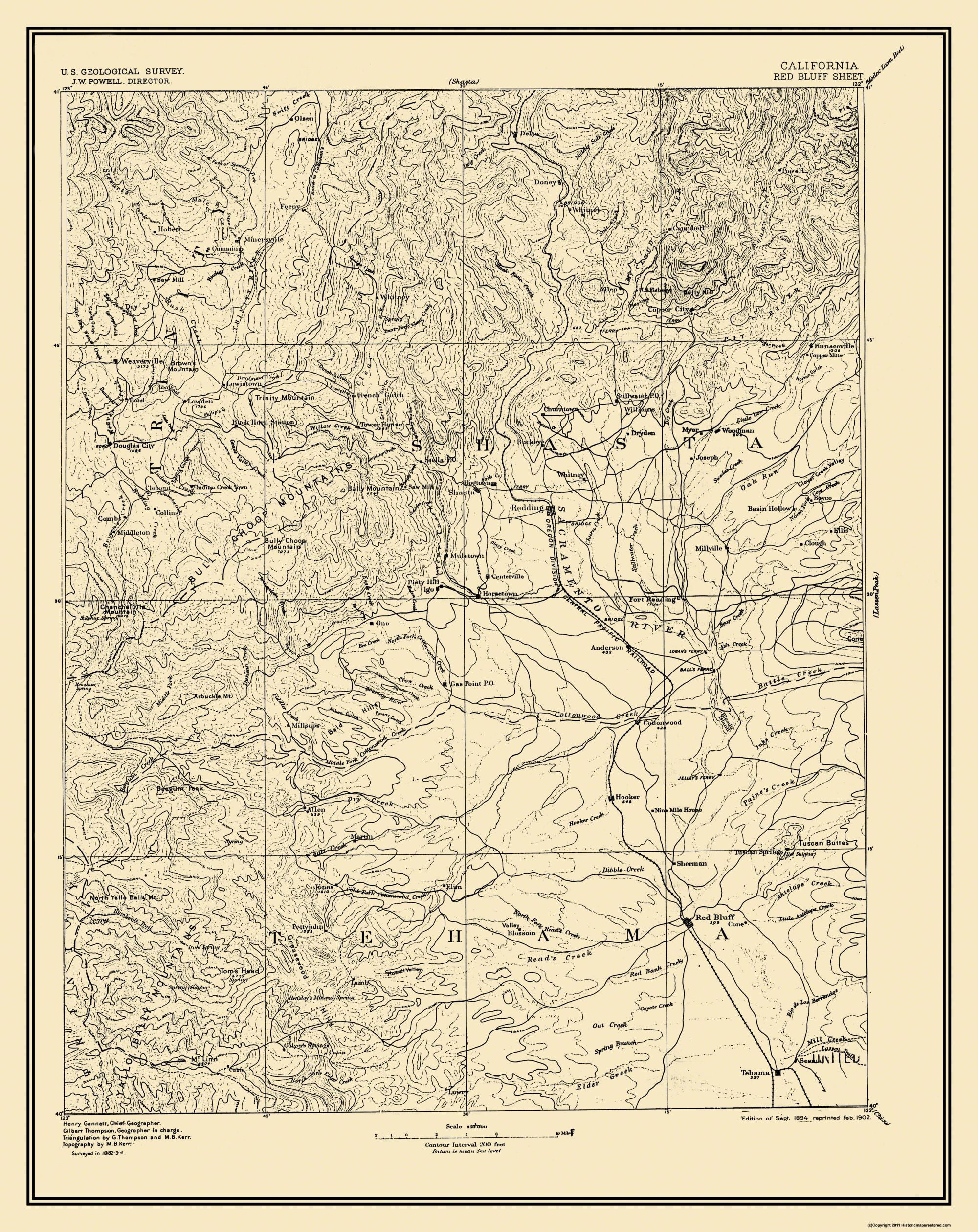 Topo Map Red Bluff California Sheet Usgs 1894 23 X 2894 Glossy